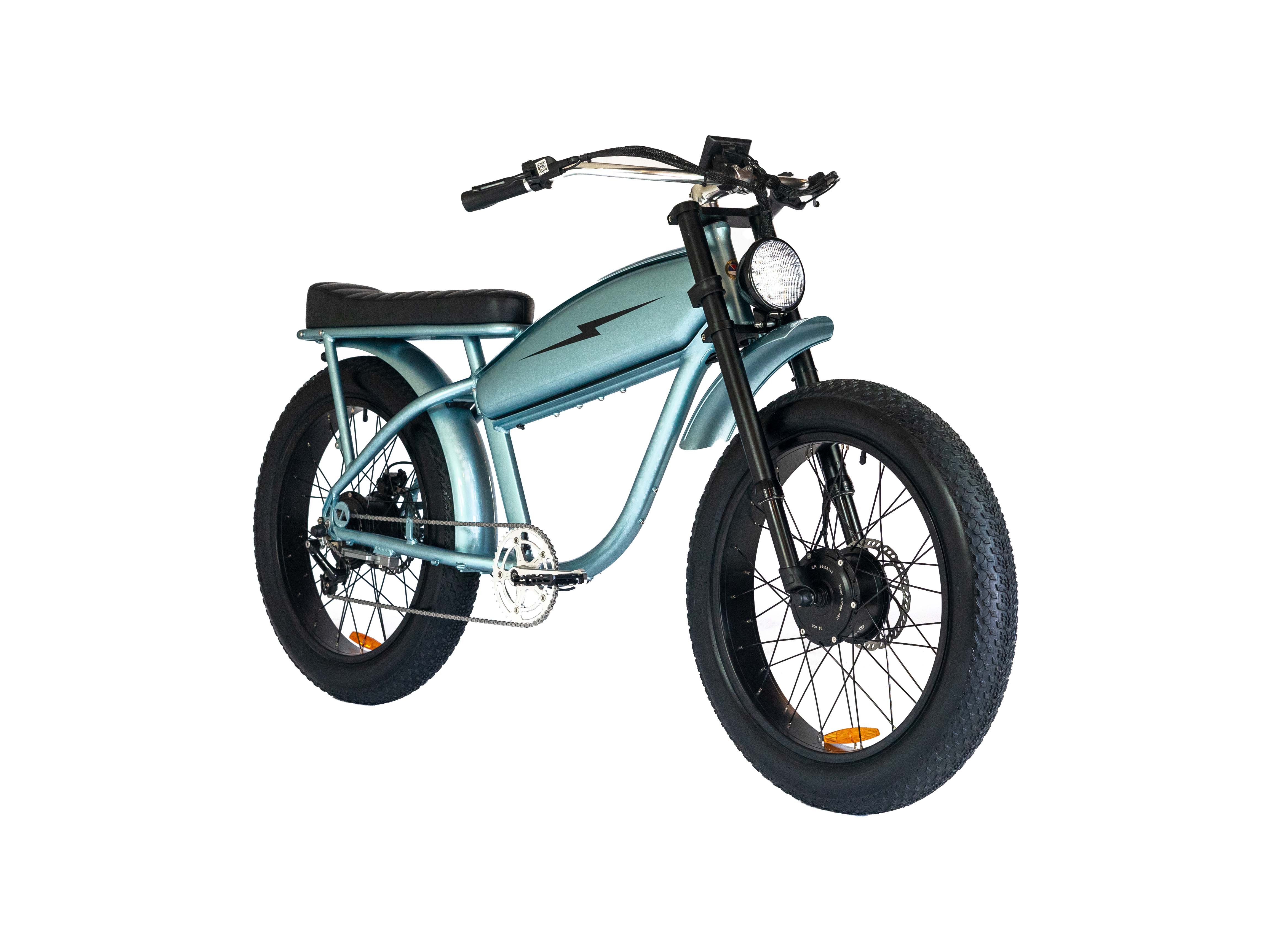 Vallkree The Mechanism 24 dual-motor electric bike in Mystic Teal, three quarter view on white background